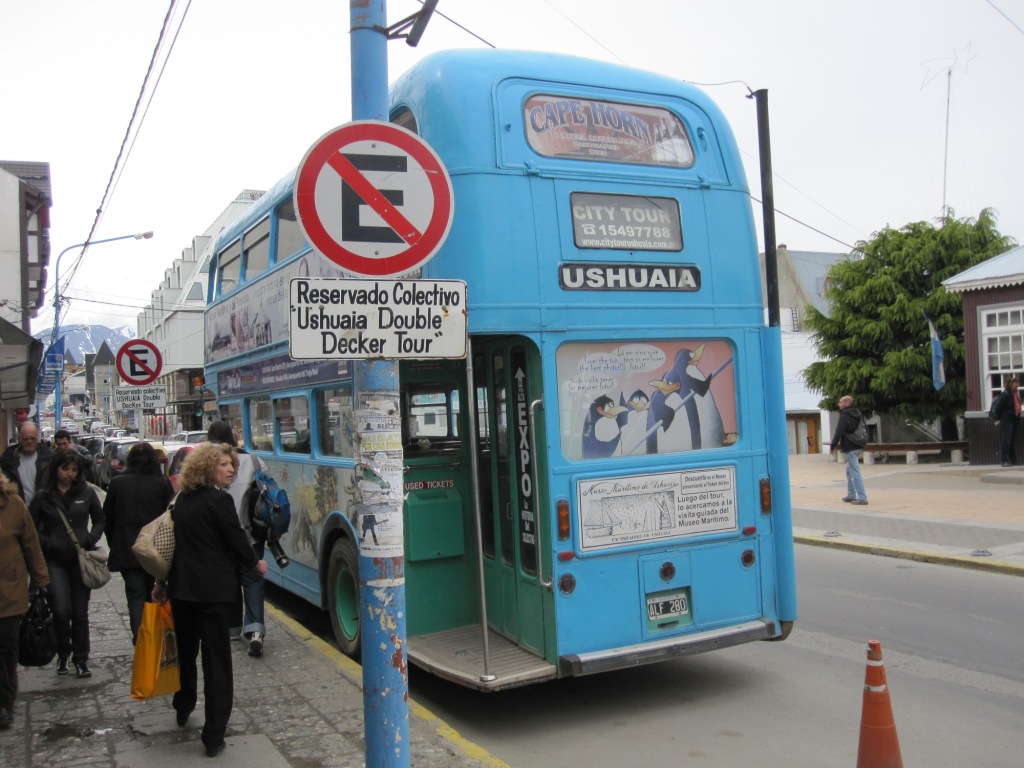 Routemaster in Ushuaia, Argentina...all aboard for the city tour...well more the shanty town tour actually!