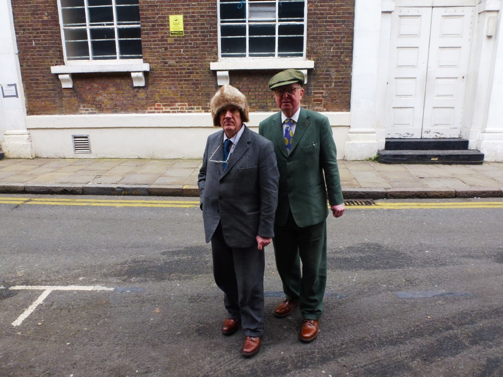 Gilbert and George in Fournier Street, residents of nearby Wilkes Street