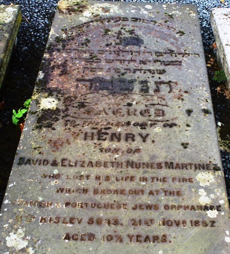 Henry Nunes Martinez, died in a fire at the Bevis Marks orphanage in 1882