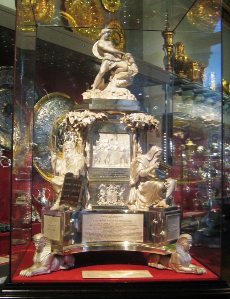 Silver centre piece presented in 1840 to Sir Moses and Lady Montefiore by the Board of Deputies of British Jews