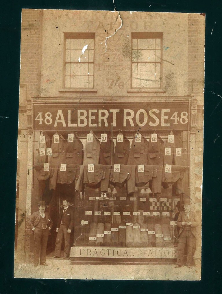 Albert Rose tailors, Commercial Road, later Pollock Tailors where it traded until 1996