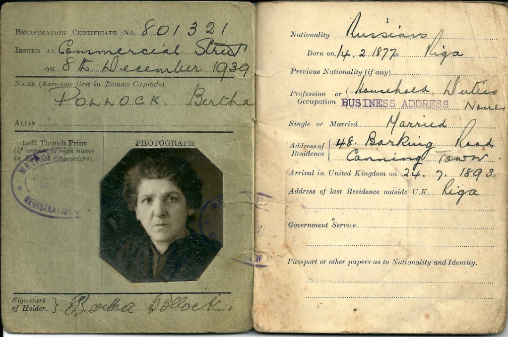 Valerie's grandmother Bertha's British registration document