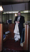 The rabbi on the Bimah (reading desk)